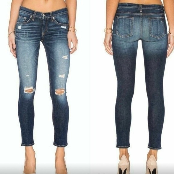 rag & bone Denim - Rag & Bone "Dark Shredded" crop Cut # 12710.  Style # W1526K520DSH. Size 27.